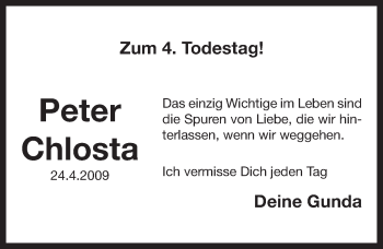 Traueranzeige von Peter Chlosta von Pegnitz-Zeitung
